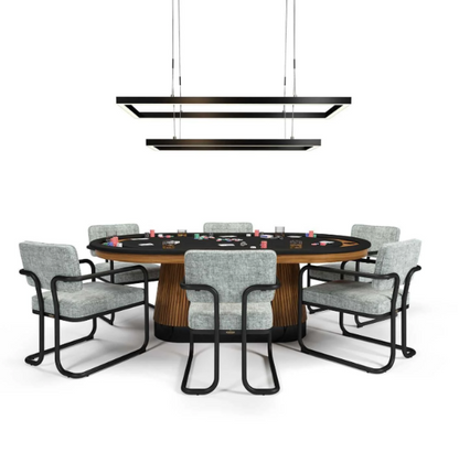 54-inch double rectangular LED game table light displayed above a poker table on a white background