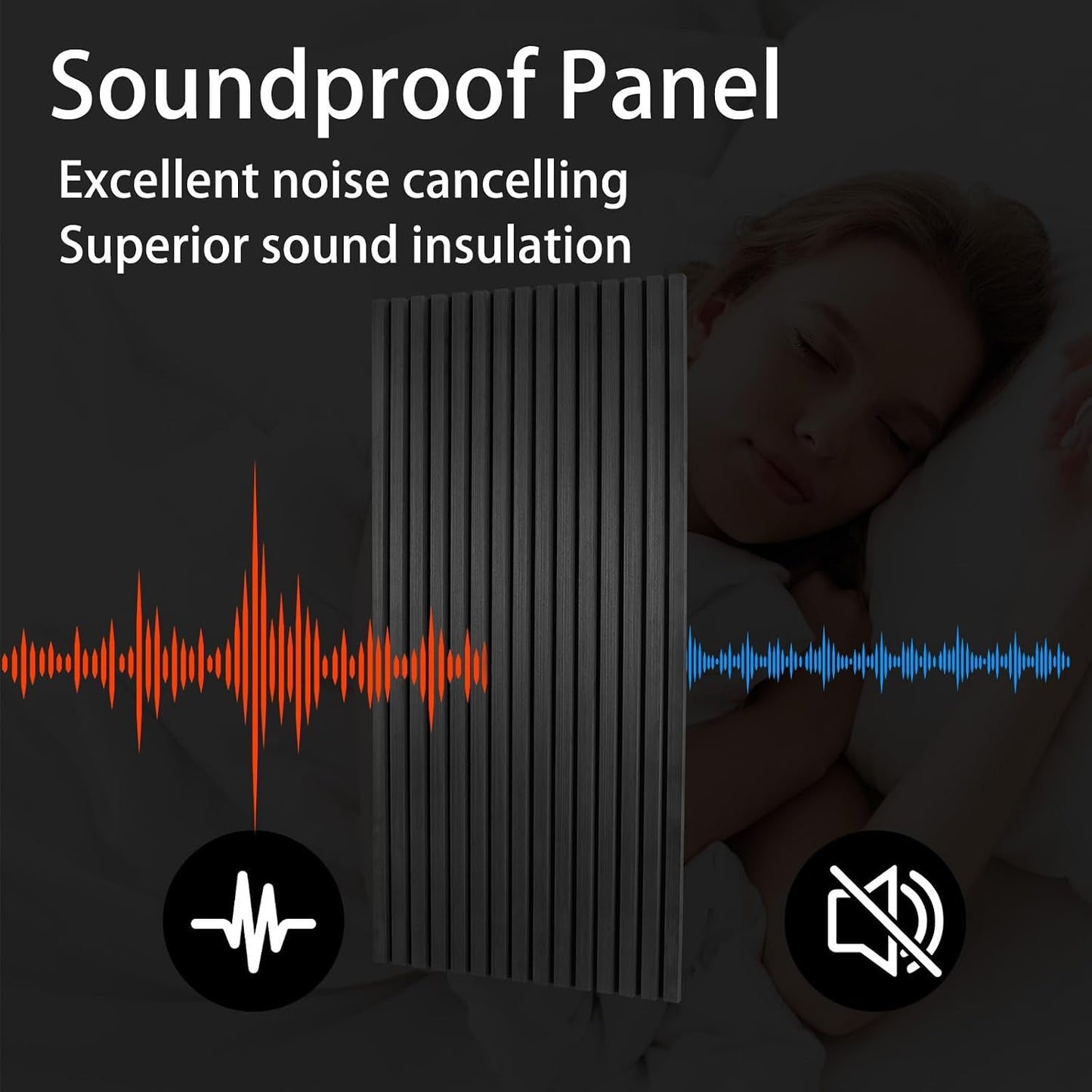 Matte Black 4 Pack Wood Slat Acoustic Panels 47.2 X 23.6 Inch 3D Fluted Design for Sound Absorbing Wall and Ceiling Noise Reduction Home Theater Office Modern Decor