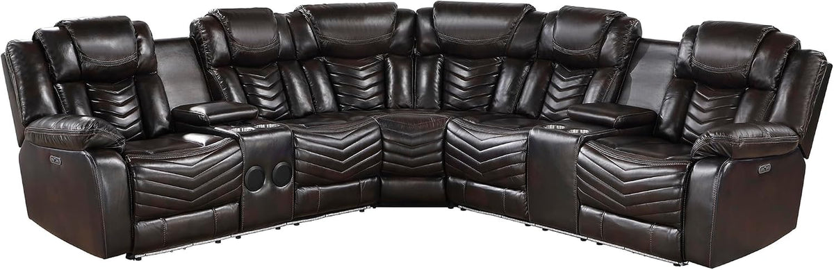 Lexicon three-piece dark-brown theater sectional on a white backgroundM