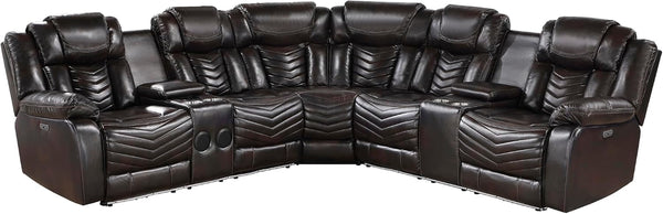 Lexicon 3-Piece Power Reclining Theater Sectional – Dark Brown