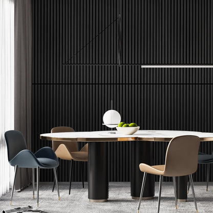Matte Black 4 Pack Wood Slat Acoustic Panels 47.2 X 23.6 Inch 3D Fluted Design for Sound Absorbing Wall and Ceiling Noise Reduction Home Theater Office Modern Decor