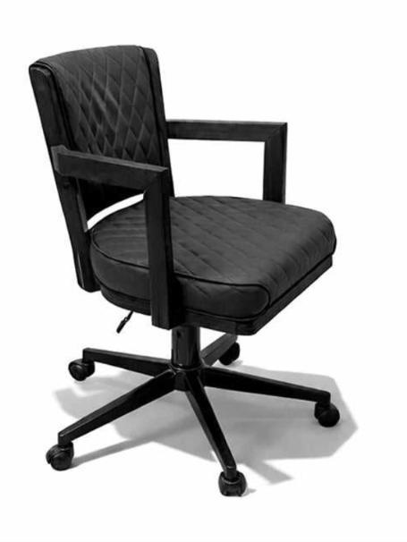 Matte Black Prohibition swivel game chair with diamond-quilted upholstery and caster base