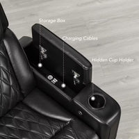 Orya Black 61.42 In. Power Recliner Chair with Dual Motor, Massage and Heat, LED Lights, Leather Home Theater Seating