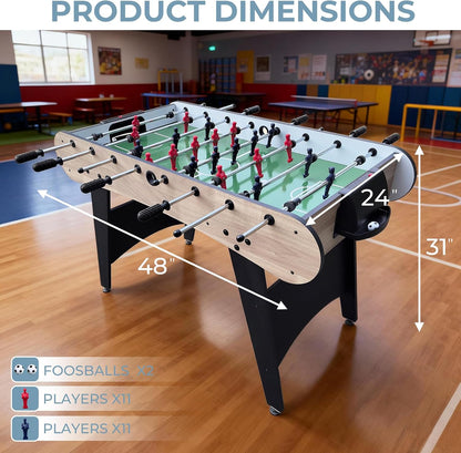 Foosball Table, 55/52/48 Large Size Soccer Game Tables for Adults & Kids, Table Games Includes 2 Foldable Cup Holders & 2/4 Balls with Sturdy Leg Levelers