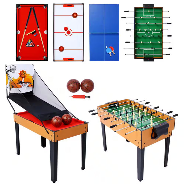 5-In-1 Multi-Game Tables - Billiards, Push Hockey, Foosball, Ping Pong and Basketball Perfect for Home Practice