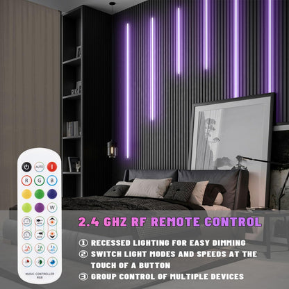 RGB Black LED Strip Light for Wood Slat Wall Panel, 6 Pcs Wifi Smart Recessed Lighting for Acoustic Panel Compatible with Alexa, Self-Adhesive Smart LED for Slat Wall (2*24+2*16+2*13 In)