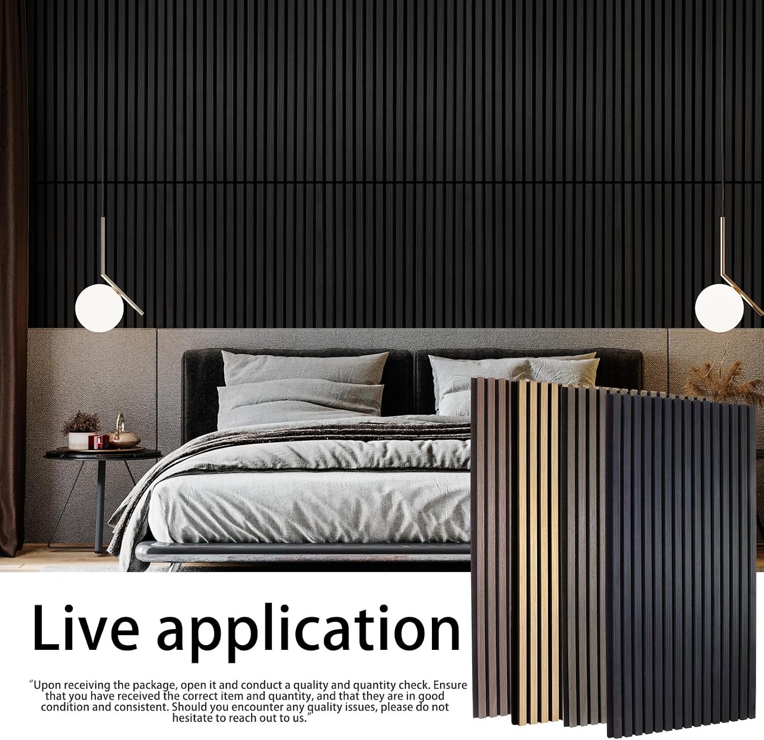 Matte Black 4 Pack Wood Slat Acoustic Panels 47.2 X 23.6 Inch 3D Fluted Design for Sound Absorbing Wall and Ceiling Noise Reduction Home Theater Office Modern Decor