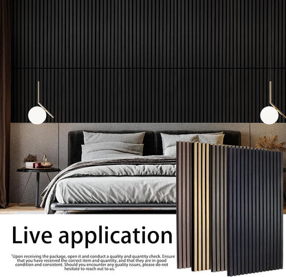 Matte Black 4 Pack Wood Slat Acoustic Panels 47.2 X 23.6 Inch 3D Fluted Design for Sound Absorbing Wall and Ceiling Noise Reduction Home Theater Office Modern Decor
