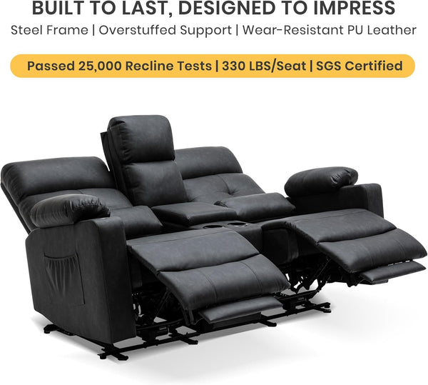Luxury Power Reclining Loveseat with Heat & Massage