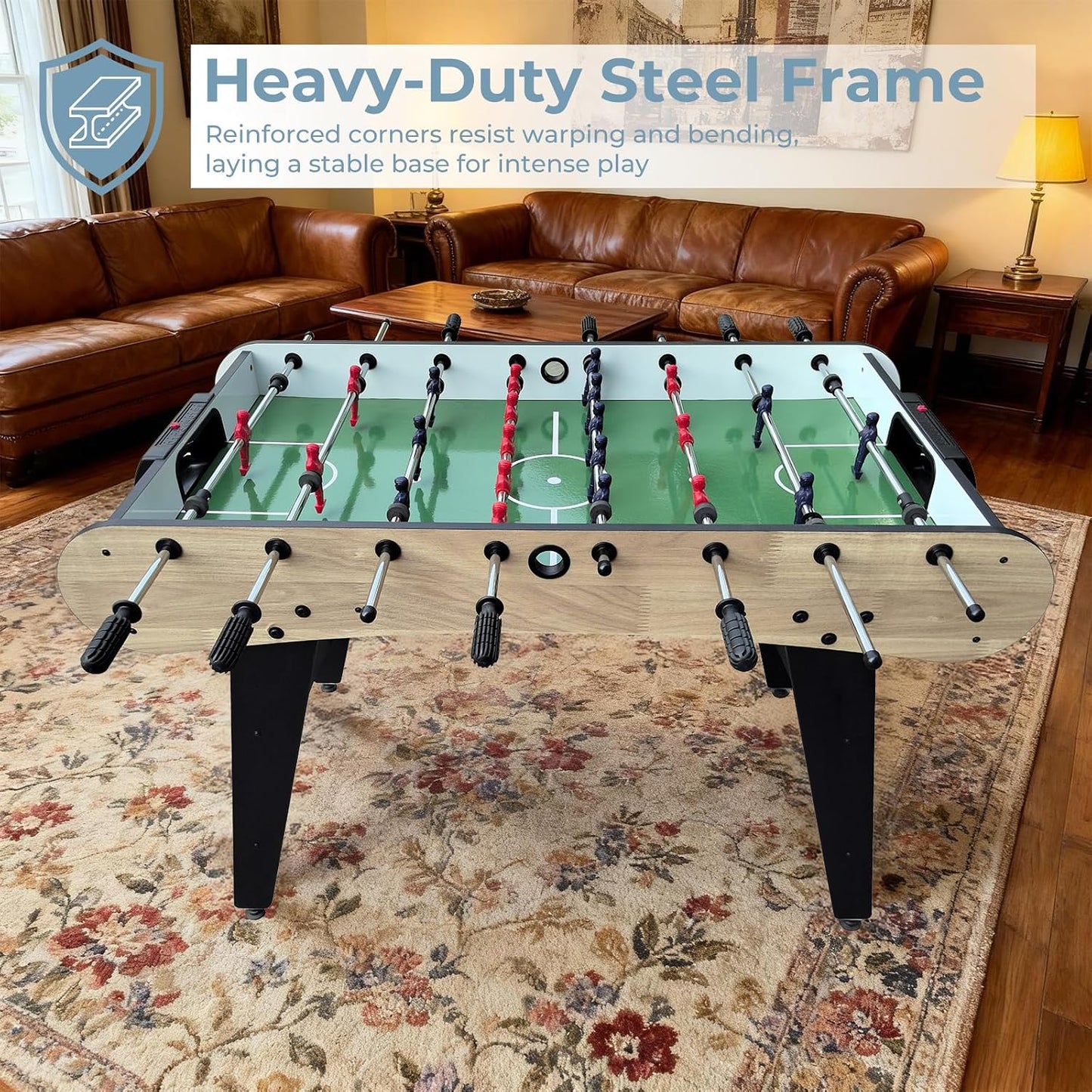 Foosball Table, 55/52/48 Large Size Soccer Game Tables for Adults & Kids, Table Games Includes 2 Foldable Cup Holders & 2/4 Balls with Sturdy Leg Levelers