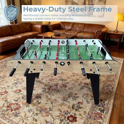 Foosball Table, 55/52/48 Large Size Soccer Game Tables for Adults & Kids, Table Games Includes 2 Foldable Cup Holders & 2/4 Balls with Sturdy Leg Levelers