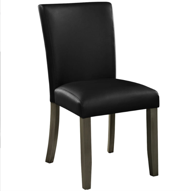 Slate solid wood dining and game chair with padded black vinyl upholstery