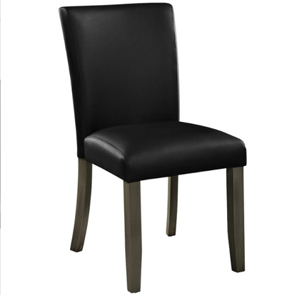 Slate solid wood dining and game chair with padded black vinyl upholstery