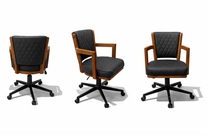 Prohibition gaming and dining swivel chair shown in Walnut and Matte Black finishes