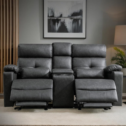 68" Power Reclining Loveseat with Heat & Massage, Wall Hugger Double Reclining Sofa with Console, Cup Holders & Storage, Power Recliner Couch for Camper, Trailer, RV, Home Theater Living Room