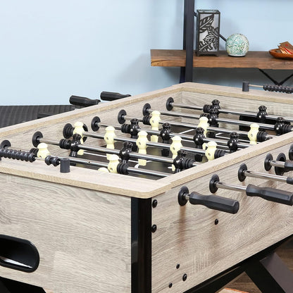 Sunnydaze Delano 54.5-Inch Indoor Foosball Table Adult Size - Soccer Game Table for Adults - 2 Balls - Gray Distressed Wood Look