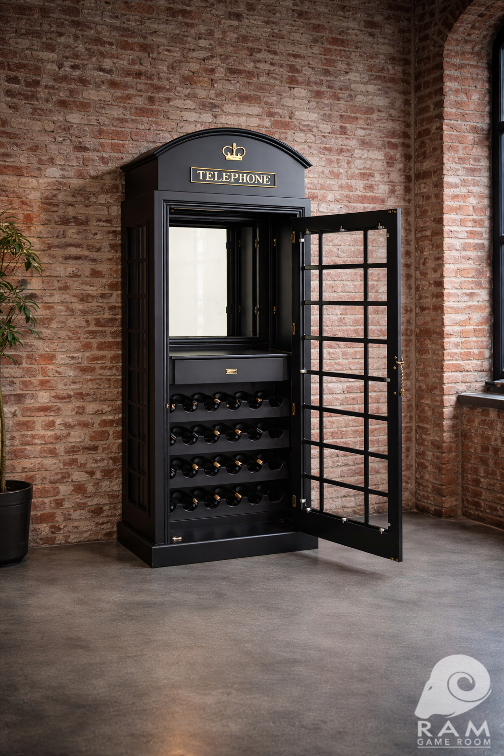 English Phone Booth Bar Cabinet | RAM Game Room