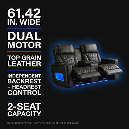 Orya Black 61.42 In. Power Recliner Chair with Dual Motor, Massage and Heat, LED Lights, Leather Home Theater Seating — Results & Stats