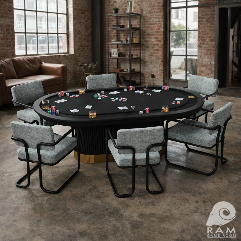 Prohibition Texas Hold'em Poker Table in matte walnut and black