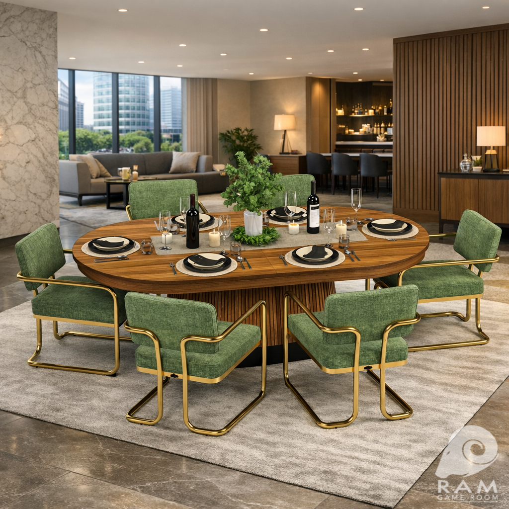Prohibition poker table with matching walnut dining top