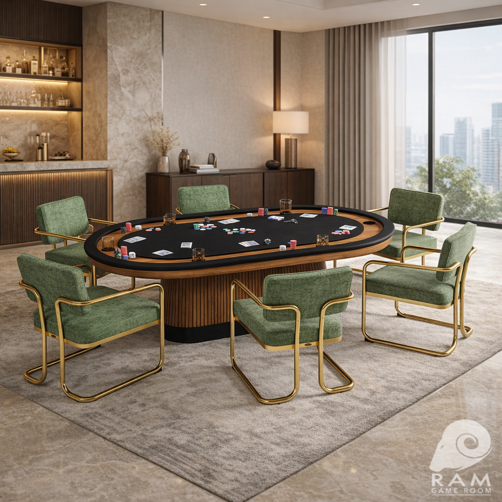 Prohibition Texas Hold'em Poker Table in matte walnut and black