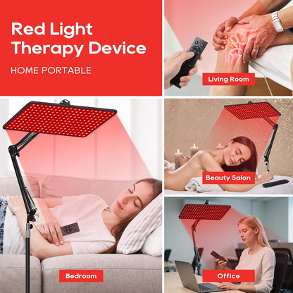 Red Light Therapy for Body with Wireless Magnetic Remote - 660Nm 850Nm 940Nm 3 in 1 Red Infrared Light Therapy Lamp with Stand with Large Panel, Therapy Device at Home, Gift for Women, L