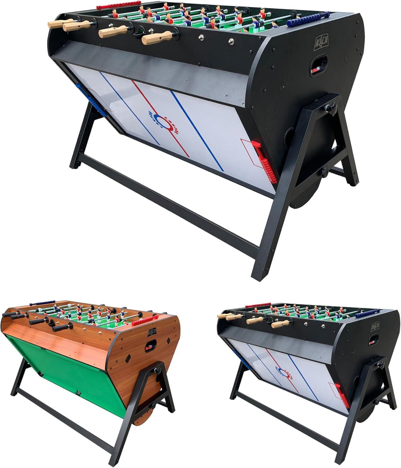 Triplex 55″ Telescopic Rods 3-In-1 Swivel Multi Game Table – Foosball, Pool/Billiards & Air Hockey