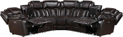 Lexicon sectional with power-reclining end seats and open storage consoles