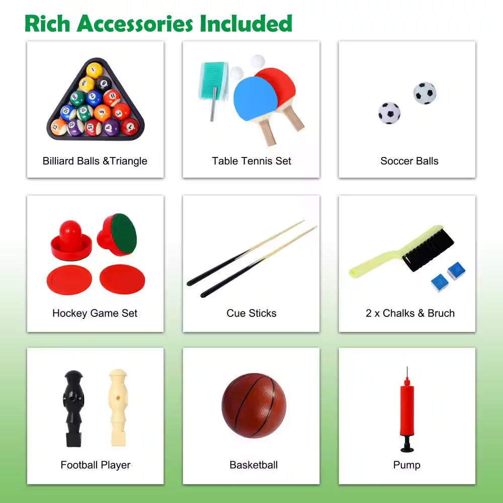 5-In-1 Multi-Game Tables - Billiards, Push Hockey, Foosball, Ping Pong and Basketball Perfect for Home Practice