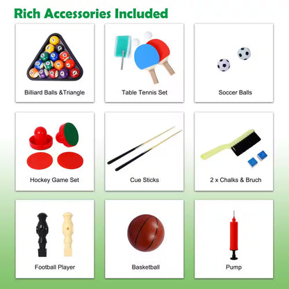 5-In-1 Multi-Game Tables - Billiards, Push Hockey, Foosball, Ping Pong and Basketball Perfect for Home Practice