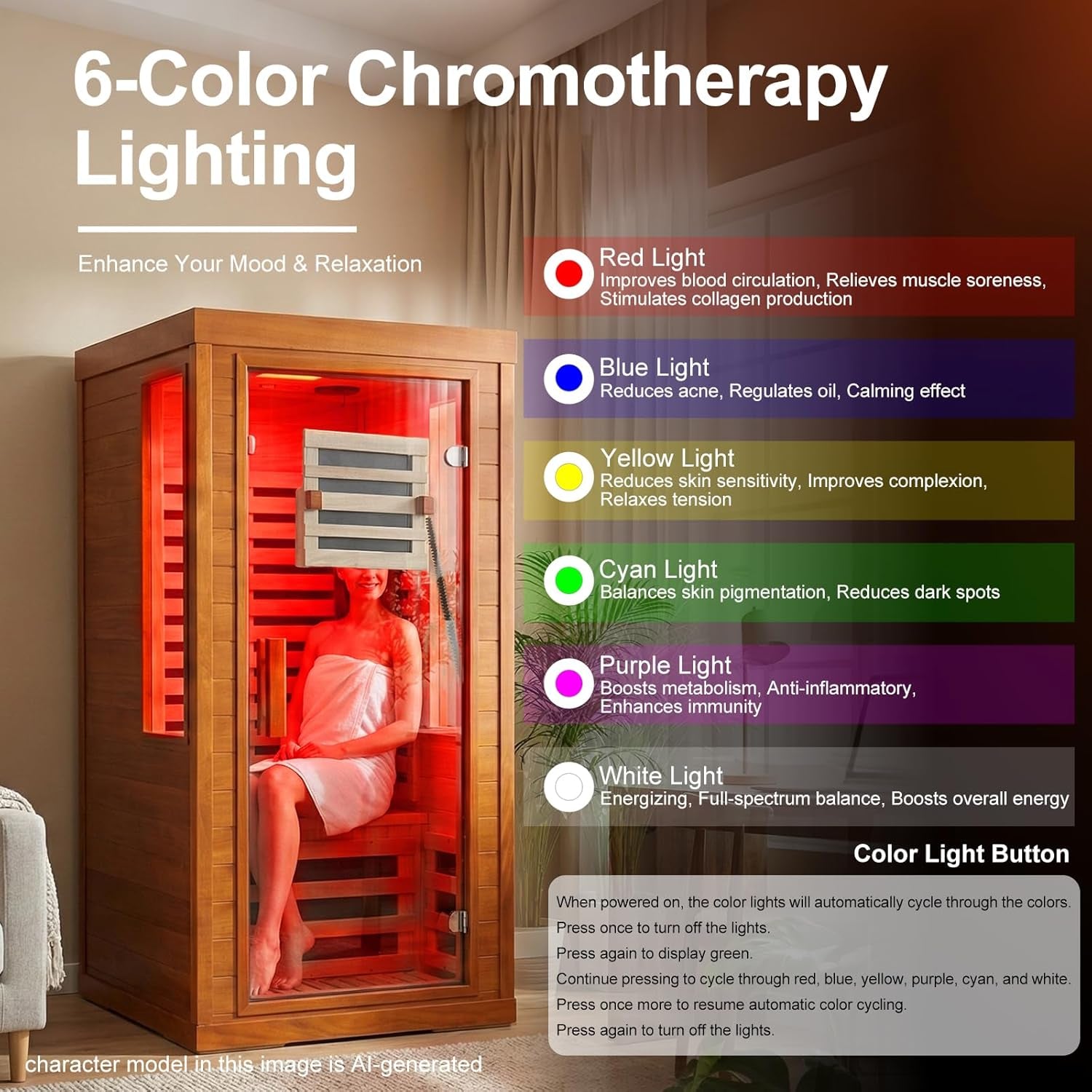 Infrared Sauna with Fda-Certified 660Nm & 850Nm Red Light Therapy | Full Spectrum, 1.4 Mg Ultra Low EMF, Fast Heat-Up, Canadian Hemlock, 7 Carbon Fiber Heaters, Easy Assembly, 1170W 110V