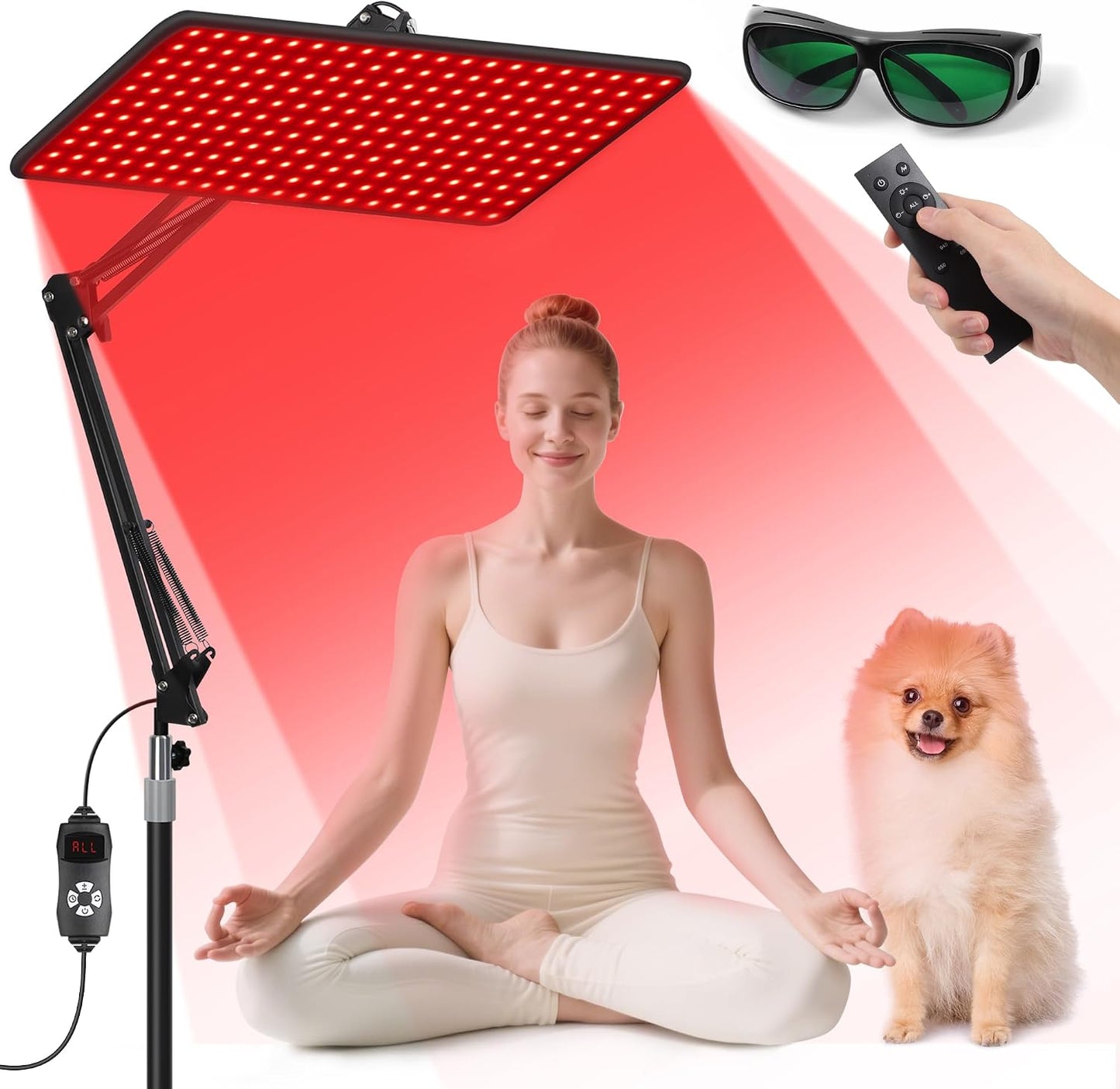 Red Light Therapy for Body with Wireless Magnetic Remote - 660Nm 850Nm 940Nm 3 in 1 Red Infrared Light Therapy Lamp with Stand with Large Panel, Therapy Device at Home, Gift for Women, L