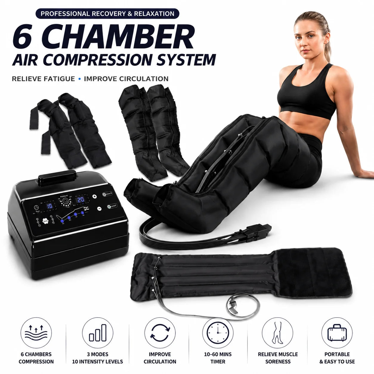 Four-Chamber Intelligent Air Wave Massager Pressure Therapy Instrument Leg Muscle Massage Recovery Lymphatic Detoxifier