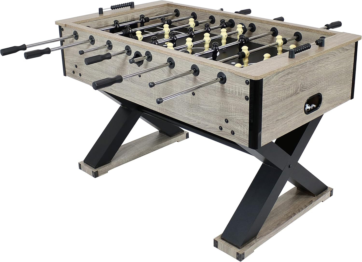 Sunnydaze Delano 54.5-Inch Indoor Foosball Table Adult Size - Soccer Game Table for Adults - 2 Balls - Gray Distressed Wood Look