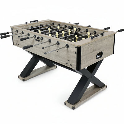 Sunnydaze Delano 54.5-Inch Indoor Foosball Table Adult Size - Soccer Game Table for Adults - 2 Balls - Gray Distressed Wood Look