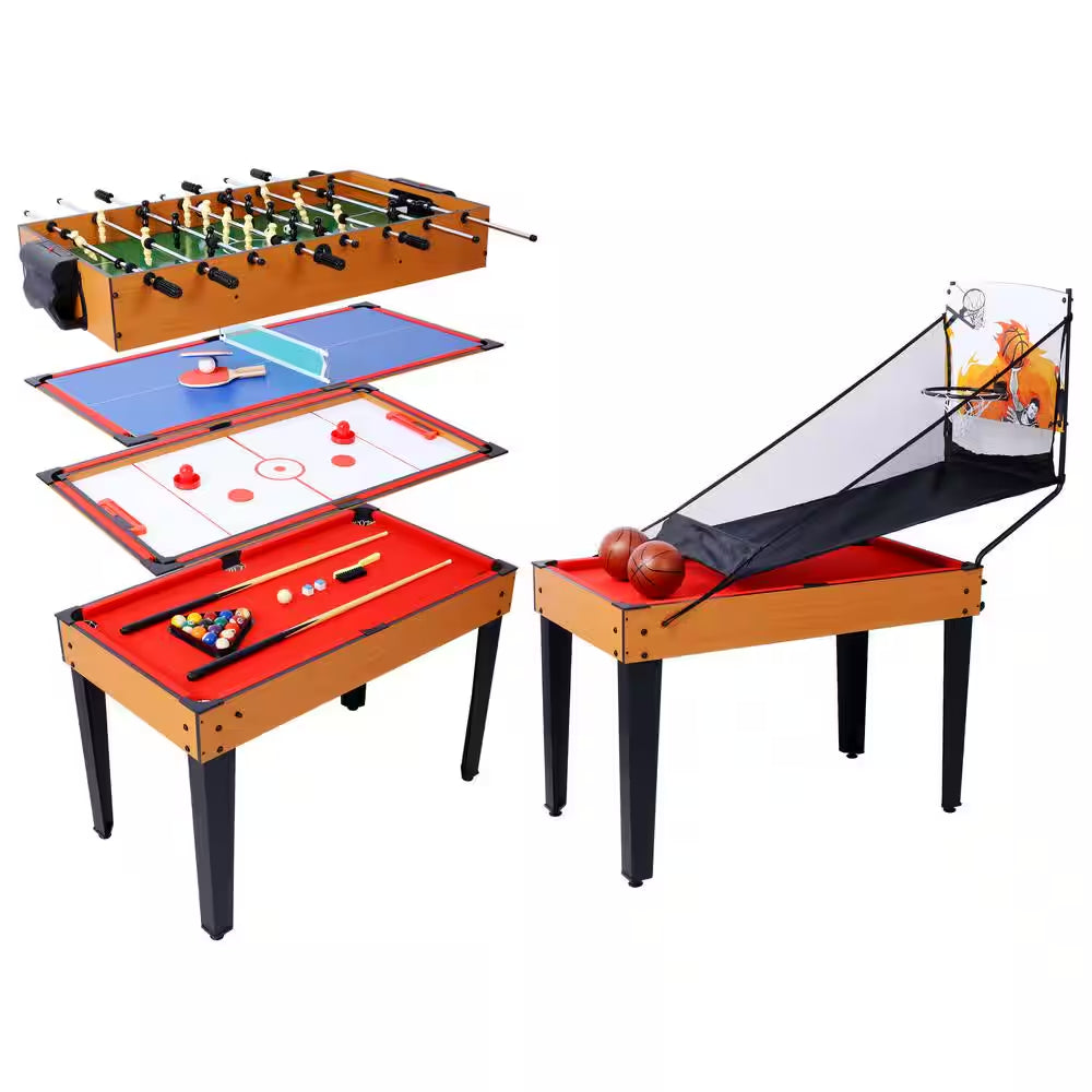 5-In-1 Multi-Game Tables - Billiards, Push Hockey, Foosball, Ping Pong and Basketball Perfect for Home Practice