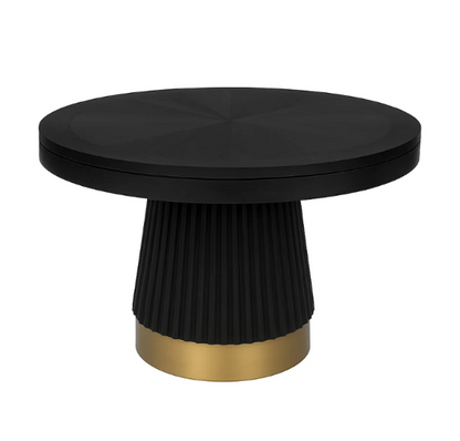 Close-up of the matte black finish and metal accents on the RAM Prohibition 48-inch table