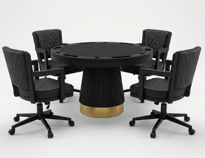 RAM Prohibition 48-inch matte black poker and dining table with coordinating chairs