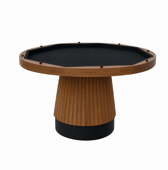 RAM Prohibition 48-inch convertible table in matte Walnut with its reversible top and concealed storage