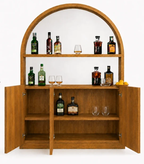 Matte walnut Prohibition Back Bar with mirrored display shelves