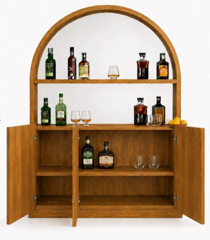 Matte walnut Prohibition Back Bar with mirrored display shelves