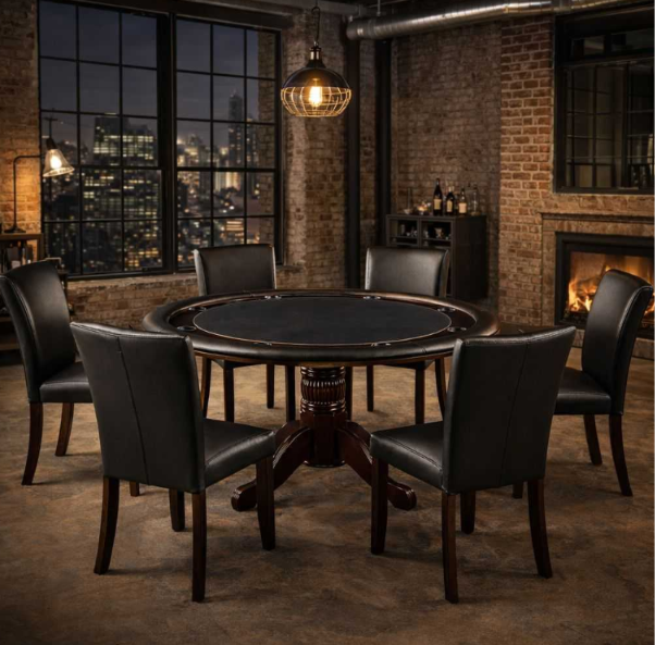Pub Series poker table with padded playing surface and cup holders