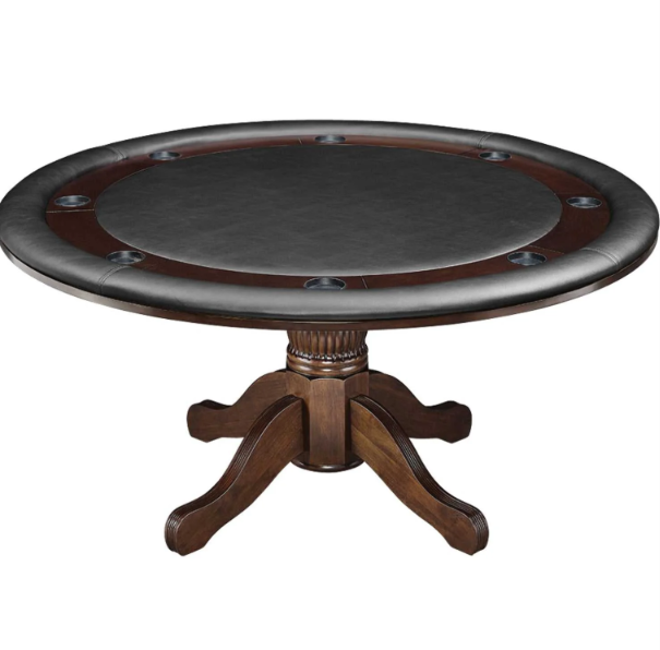 RAM Pub Series 60-inch poker table with padded rail, integrated cup holders, and vinyl playing surface